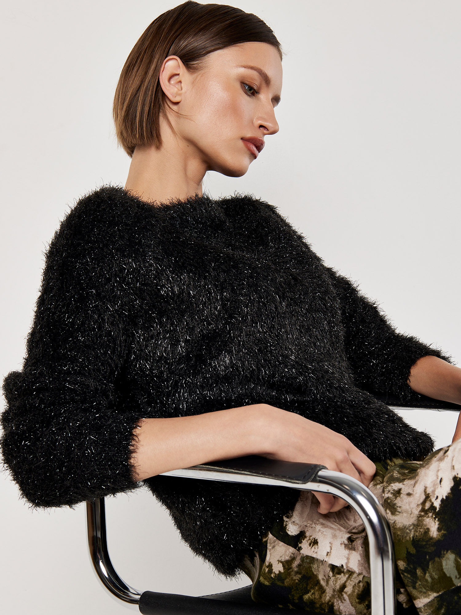 Soft Tinsel Shimmer Jumper Apricot Clothing