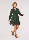 Paisley Ruffle Mini Dress , Green, large