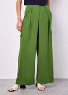 Wide Leg Fluid Cargo Trousers, Green, large