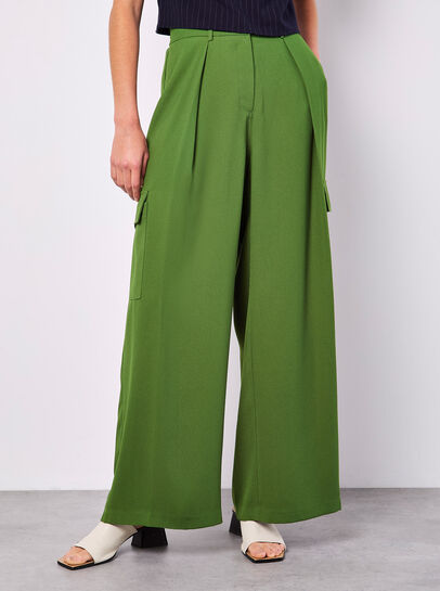 Wide Leg Fluid Cargo Trousers