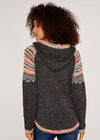 Aztec Knitted Hoodie, Grey, large
