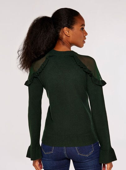 Mesh Ruffle Shoulder Jumper