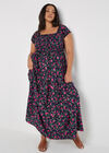 Curve Ditsy Floral Milkmaid Maxi Dress, Navy, large