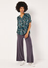 Abstract Print Pleat Blouse, Green, large