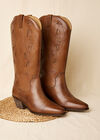 Tall Leather Cowboy Boots, Brown, large