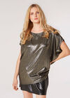 Oversized Metallic Sparkle Top, Yellow, large