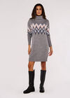 Chevron Jumper Mini Dress, Grey, large