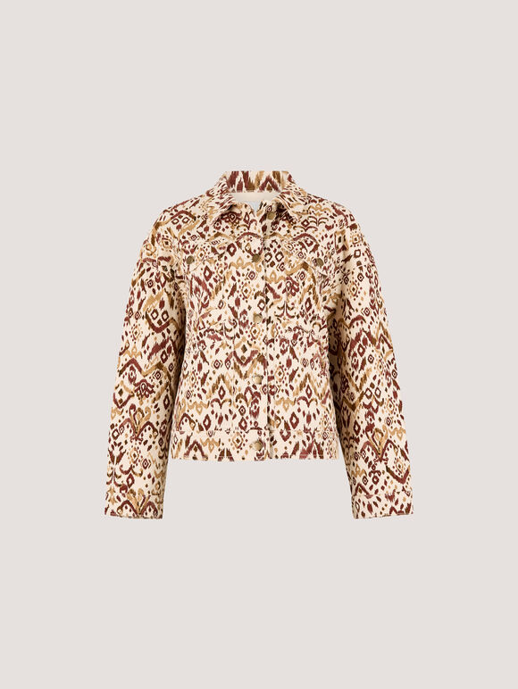 Ikat Denim Jacket, Rust, large