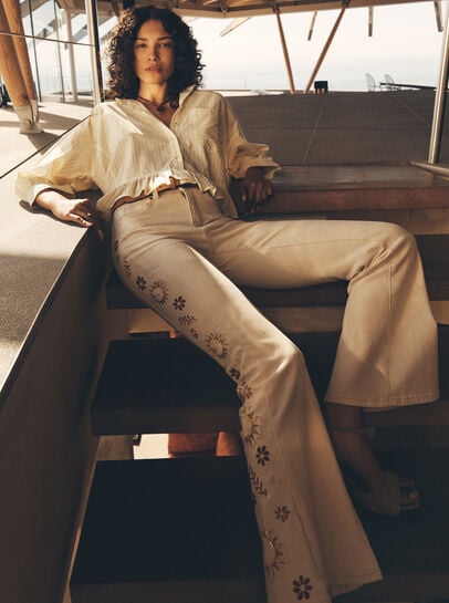 Lulu Floral Embroidered Flare Jeans