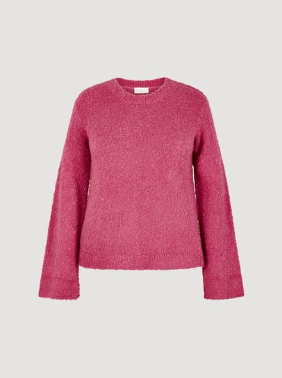 Curve Bell Sleeve Boucle Jumper
