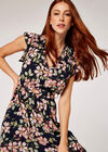 Smock Det Soft Floral Midi Dress, Navy, large