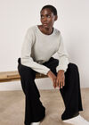 Cropped Boucle Knit Drawstring Jumper, Grey, large