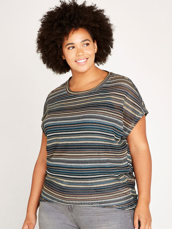 Fine Crochet Multistripe Top+, Green, large