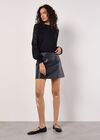 Contrast Chiffon Sleeves Jumper, Black, large
