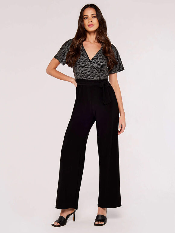 Chevron Angel Sleeve Jumpsuit, Light Grey / Silver, large