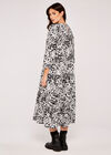 Tie Dye Spot Tiered Midi Dress, Cream, large