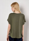 Ruffle Sleeve T-Shirt, Khaki, large