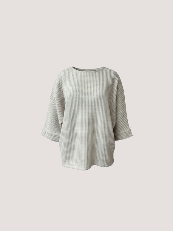 Waffle Knit Batwing Top, Stone, large