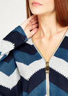 Blue Chevron Big Zipper Top, Blue, large