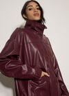 Oversized Faux Leather Jacket, Plum, large