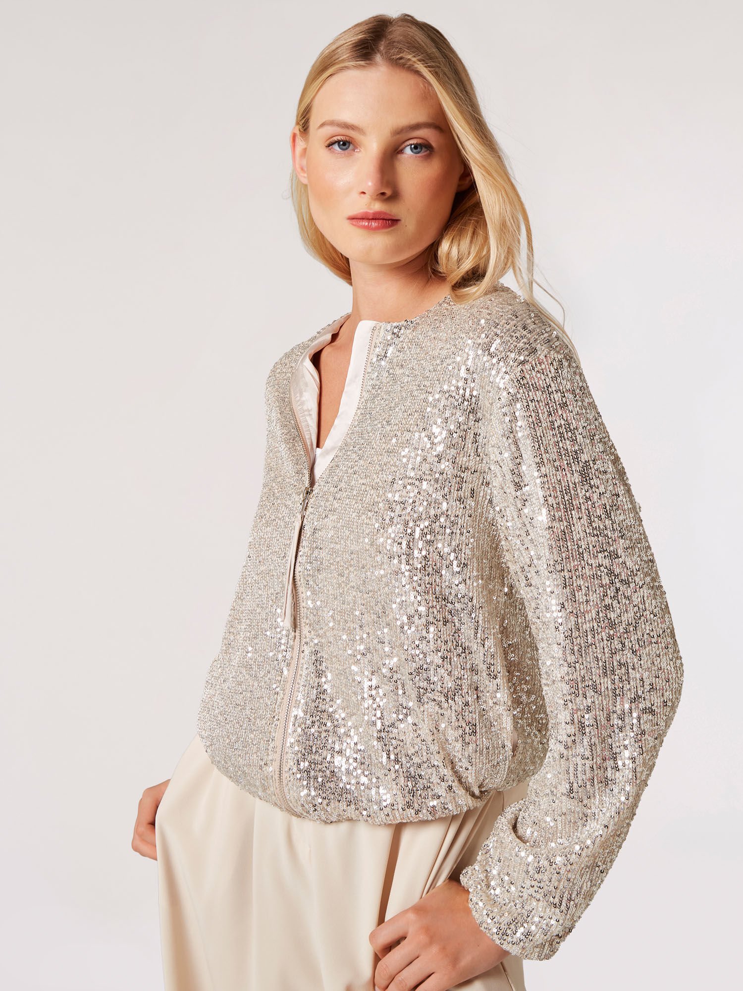 Gold sequin on sale bomber jacket