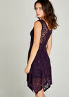 Sequin Lace Hanky Hem Skater Dress, Purple, large