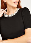 Black Pearl Bead Neck Top, Black, large