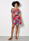 Tropical Floral Mini Dress, Fuchsia, large