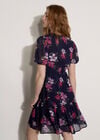 Floral Rose Chiffon Mini Dress, Navy, large