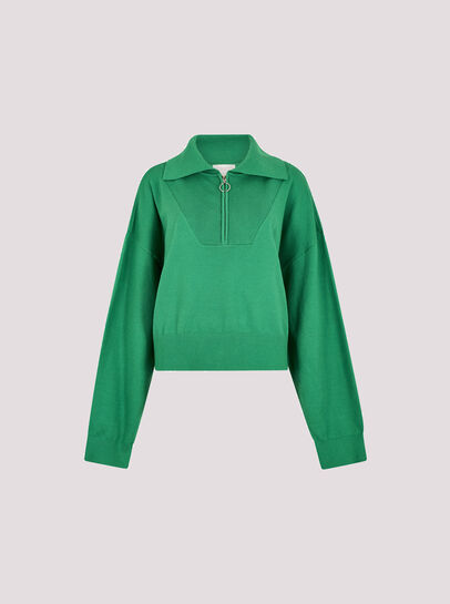 Cropped Zip Neck Sweatshirt