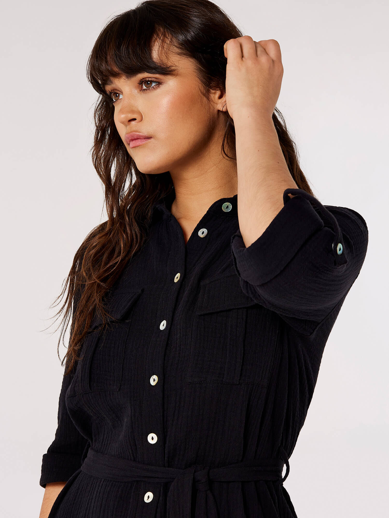 Black cotton shirt dress cheap