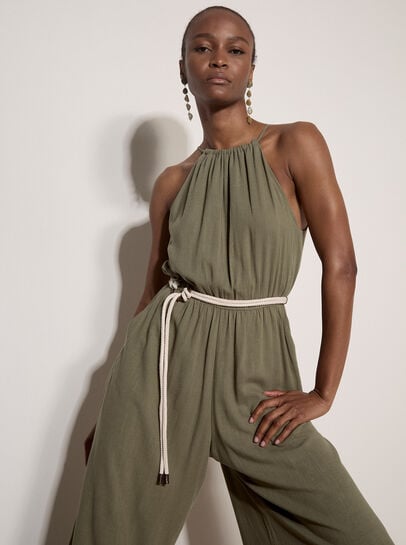 Cotton Blend Wide-Leg Jumpsuit