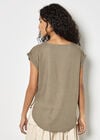Crochet Pocket Linen Blend T-Shirt, Khaki, large