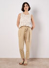 Straight Leg Paperbag Trousers, Stone, large