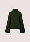 Chunky Knit Roll Neck Jumper, Green, large