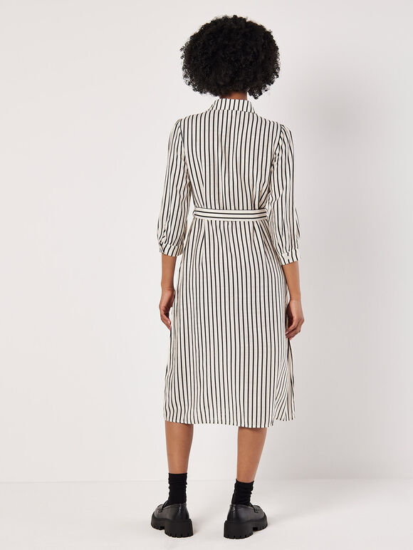 Stripe Shirt Midi Dress, Stone, large