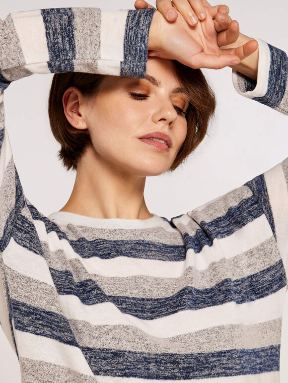Soft Touch Stripe Top, Navy, large
