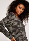 Camouflage Print Batwing Top, Khaki, large