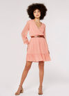 Crinkle Chiffon Wrap Mini Dress, Pink, large