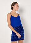 Chiffon Sequin Cami Mini Dress, Blue, large