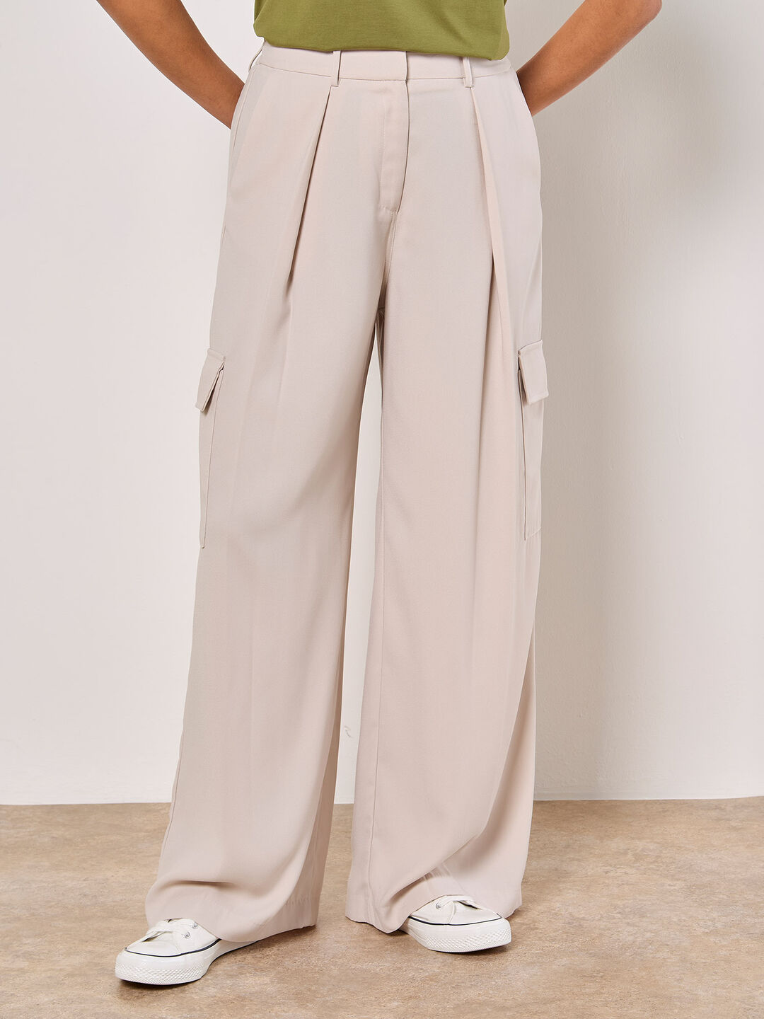 Image of Wide Leg Fluid Cargo Trousers