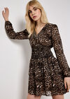 Leopard Print Tiered Mini Dress, Stone, large