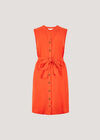 Textured Cotton Button Down Mini Dress, Orange, large