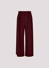 Ribbed Knit Wide Leg Trousers, Burgundy, large