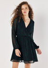 Animal Print Wrap Mini Dress, Green, large