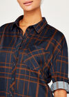 Navy Check Drop Shoulder Shirt, Navy, large