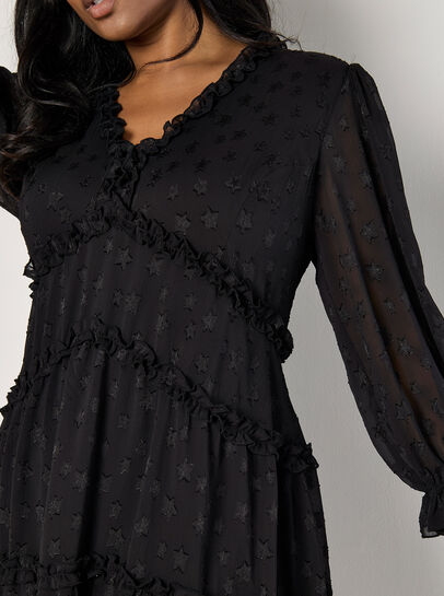 Curve Jacquard Star Chiffon Mini Dress
