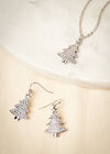 Silver Tone Christmas Tree Earrings, Assorted, large