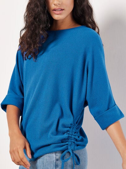 Soft Touch Drawstring Batwing Top