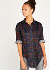 Navy Check Drop Shoulder Shirt, Navy, large